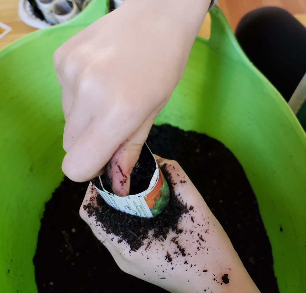 Filling Paper Pot with Potting Soil