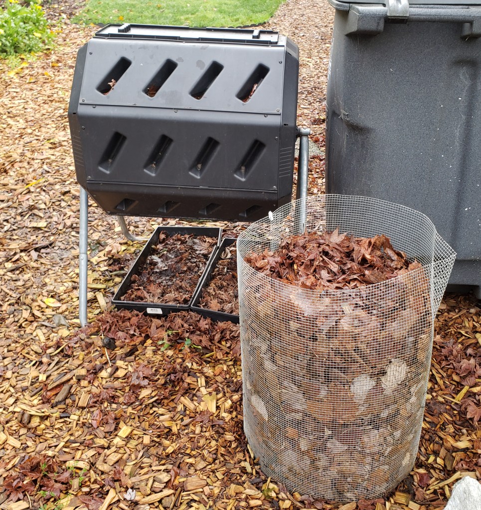 Compost Tumbler and Leaf Bin